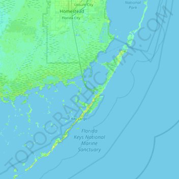 Mapa topográfico Cross Key, altitud, relieve