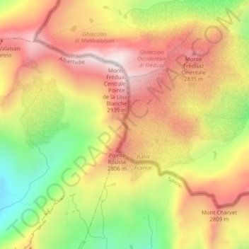 Mapa topográfico Col de Serre, altitud, relieve