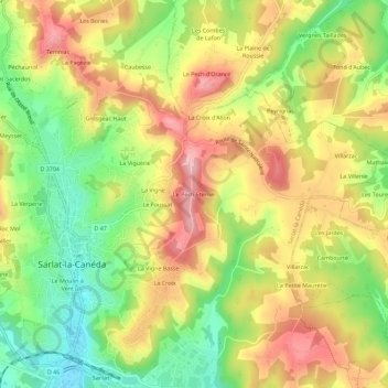 Mapa topográfico Le Pech Eternel, altitud, relieve