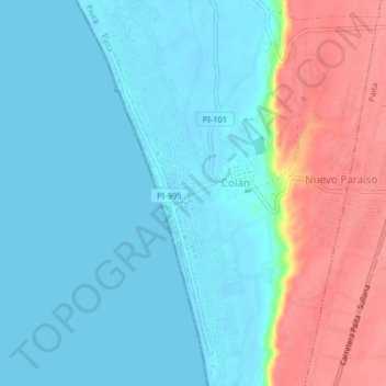 Mapa topográfico La Esmeralda, altitud, relieve