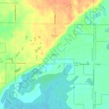 Mapa topográfico Bendon, altitud, relieve