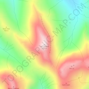 Mapa topográfico An Caisteal, altitud, relieve