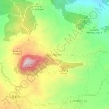 Mapa topográfico Mendelem, altitud, relieve