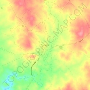 Mapa topográfico Calzadilla, altitud, relieve