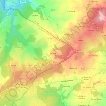 Mapa topográfico Pontroy, altitud, relieve