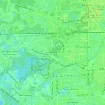 Mapa topográfico Meadow Brook, altitud, relieve