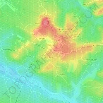 Mapa topográfico Samion, altitud, relieve
