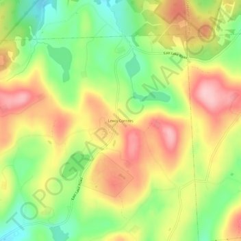 Mapa topográfico Lewis Corners, altitud, relieve