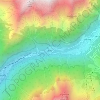 Mapa topográfico Dossi, altitud, relieve