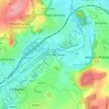 Mapa topográfico Pont-de-Loup, altitud, relieve