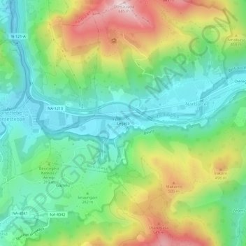Mapa topográfico Legasa, altitud, relieve