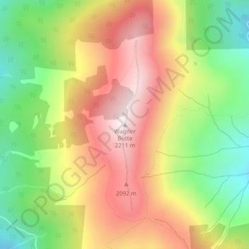 Mapa topográfico Wagner Butte, altitud, relieve