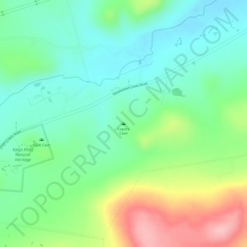 Mapa topográfico Cooper's Cave, altitud, relieve