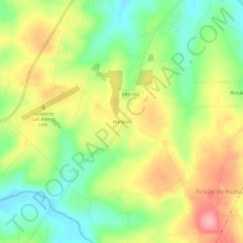 Mapa topográfico Honório, altitud, relieve