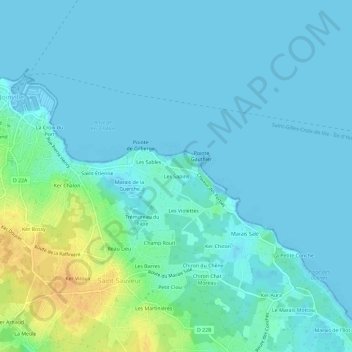 Mapa topográfico Les Sapins, altitud, relieve