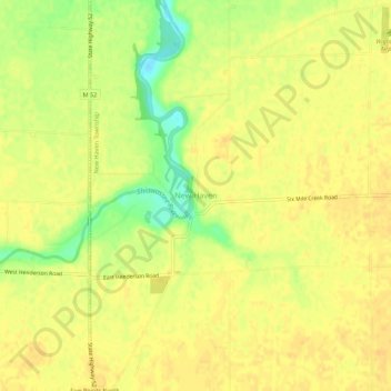 Mapa topográfico New Haven, altitud, relieve