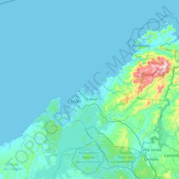 Mapa topográfico Isla Largo Remo, altitud, relieve