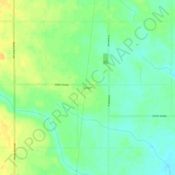 Mapa topográfico Cooper, altitud, relieve