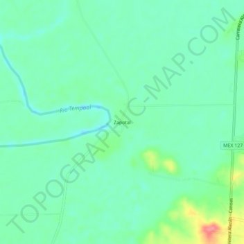 Mapa topográfico Zapotal, altitud, relieve