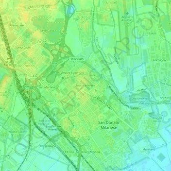 Mapa topográfico Triulzo Inferiore, altitud, relieve