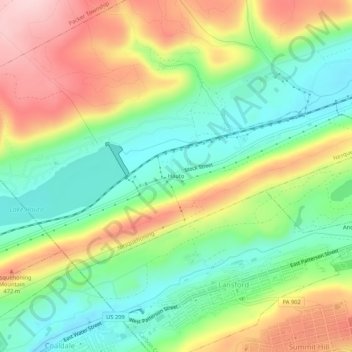 Mapa topográfico Hauto, altitud, relieve
