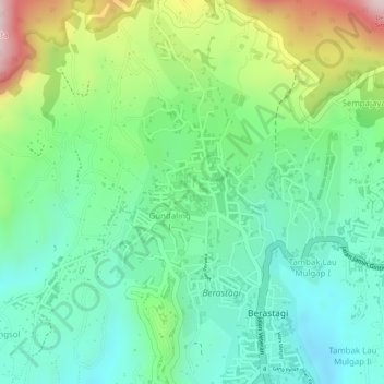 Mapa topográfico Sibayak, altitud, relieve