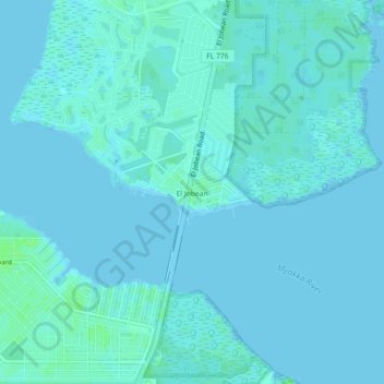 Mapa topográfico El Jobean, altitud, relieve