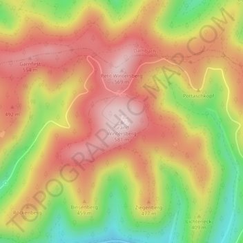 Mapa topográfico Grand Wintersberg, altitud, relieve