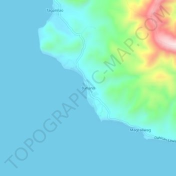 Mapa topográfico Batiano, altitud, relieve