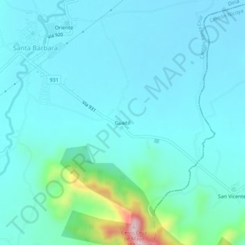Mapa topográfico Guaitil, altitud, relieve