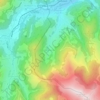 Mapa topográfico Oberbreitenbach, altitud, relieve