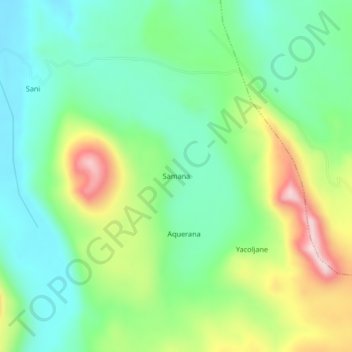 Mapa topográfico Samana, altitud, relieve