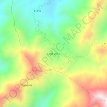 Mapa topográfico Llicsa Chica, altitud, relieve