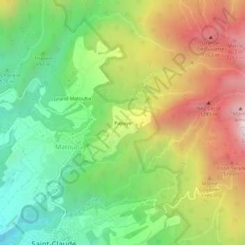 Mapa topográfico Papaye, altitud, relieve