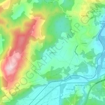 Mapa topográfico La Busta, altitud, relieve