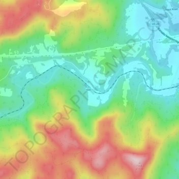Mapa topográfico Harris, altitud, relieve