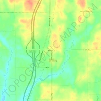 Mapa topográfico Ashton, altitud, relieve