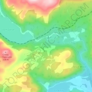 Mapa topográfico Tarvie, altitud, relieve