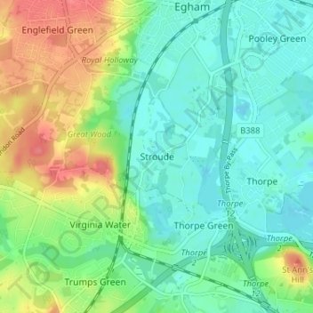 Mapa topográfico Stroude, altitud, relieve