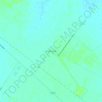 Mapa topográfico Álvarez Jonte, altitud, relieve