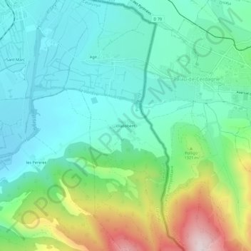 Mapa topográfico Vilallobent, altitud, relieve