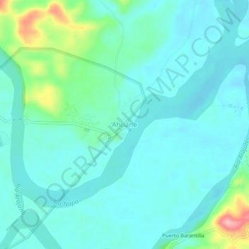 Mapa topográfico Ahuano, altitud, relieve
