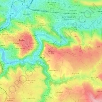 Mapa topográfico Banocres, altitud, relieve