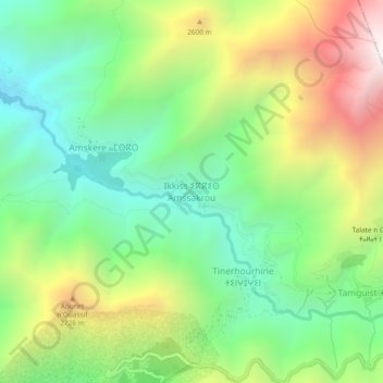 Mapa topográfico Ikkiss, altitud, relieve