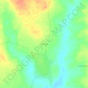 Mapa topográfico Mchesi, altitud, relieve