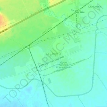 Mapa topográfico La Conchita, altitud, relieve