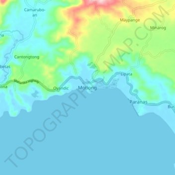 Mapa topográfico Motiong, altitud, relieve