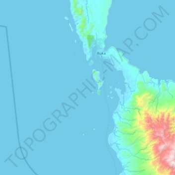 Mapa topográfico Manus Island, altitud, relieve