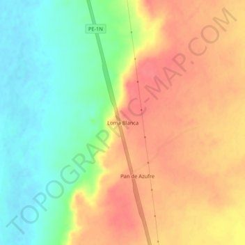 Mapa topográfico Loma Blanca, altitud, relieve