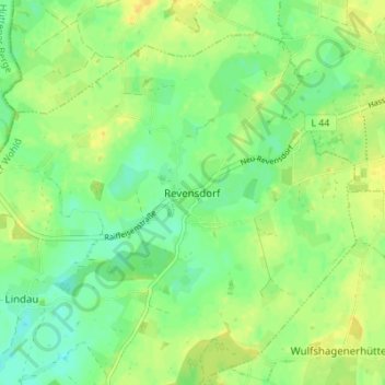 Mapa topográfico Revensdorf, altitud, relieve